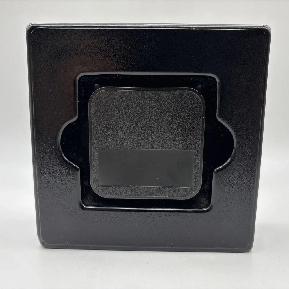 Vintage Sasaki Black Glass Crystal Geometric Clock